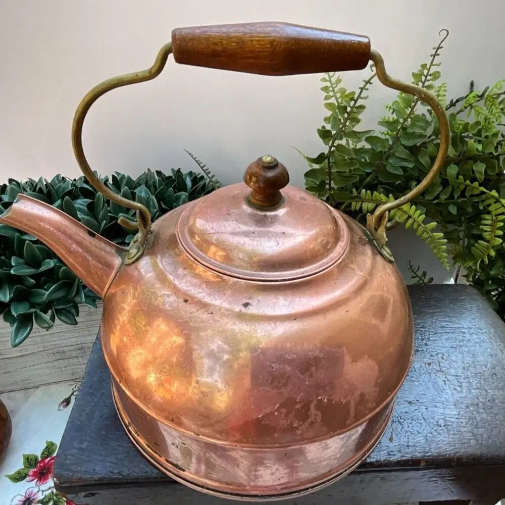 Copper tea pot antique copper tea kettle beautiful vintage pot